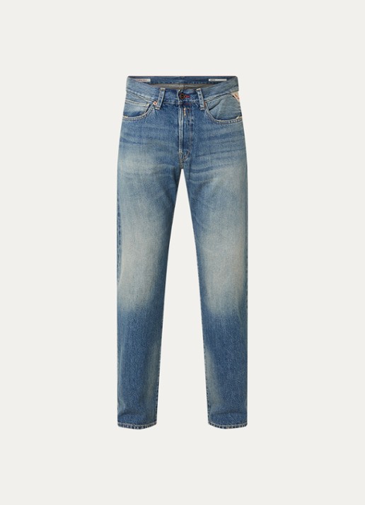 Replay Deryck straight leg jeans met steekzakken - voorkant blauw