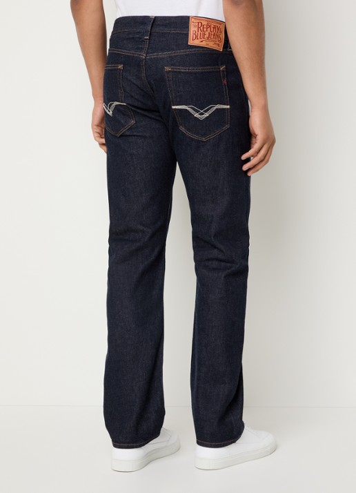 Replay Deryck straight leg jeans met steekzakken - achterkant indigo