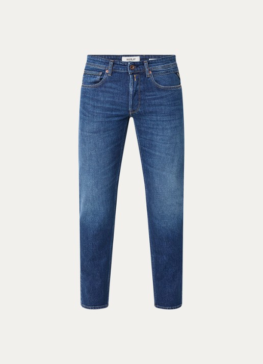 Replay Grover skinny jeans met donkere wassing - voorkant 4 indigo