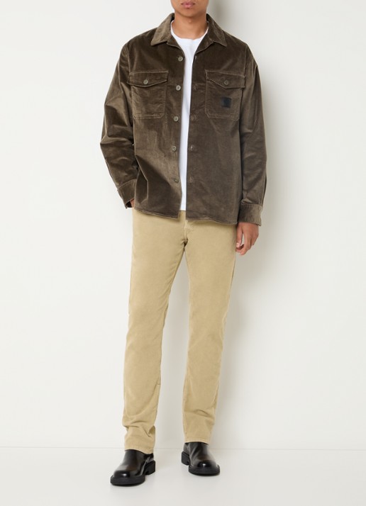 Replay Grover slim fit broek van corduroy met steekzakken - voorkant 5 zand