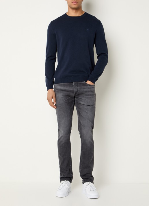 Replay Grover slim fit jeans met gekleurde wassing - voorkant 4 donkergrijs