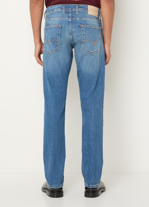 Replay Grover slim fit jeans met medium wassing - achterkant 3 blauwgrijs