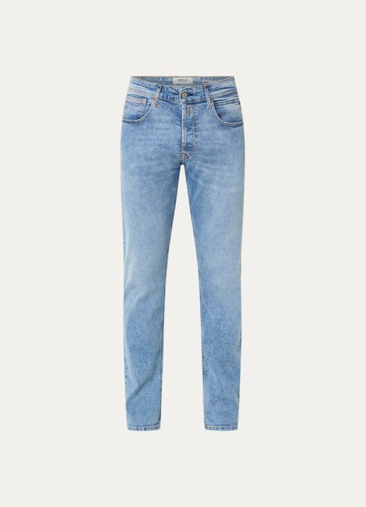 Replay Grover slim fit jeans met medium wassing - voorkant 3 lichtblauw
