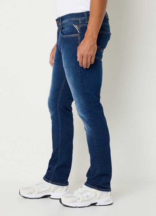 Replay Grover straight leg jeans met gekleurde wassing - detail 2 donkerblauw