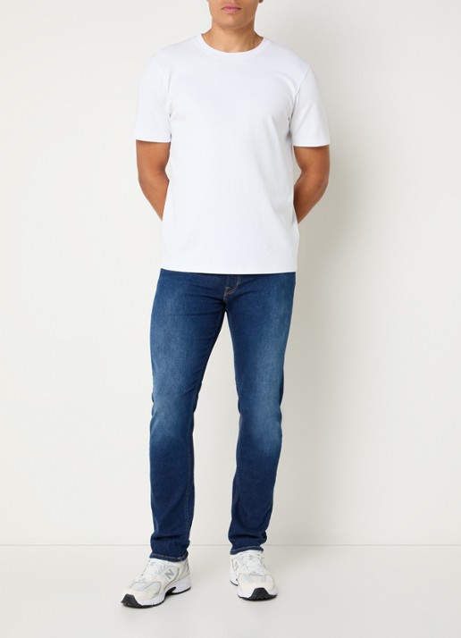 Replay Grover straight leg jeans met gekleurde wassing - voorkant 5 donkerblauw