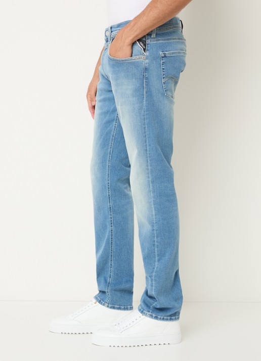 Replay Grover straight leg jeans met medium wassing  - detail 5 indigo