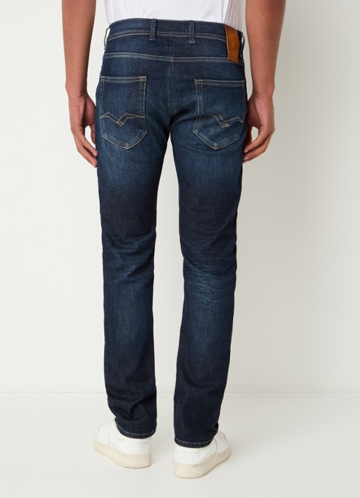 Replay Grover straight leg jeans met steekzakken - achterkant indigo