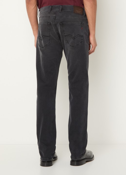 Replay Grover straight leg jeans met steekzakken - achterkant 5 donkergrijs