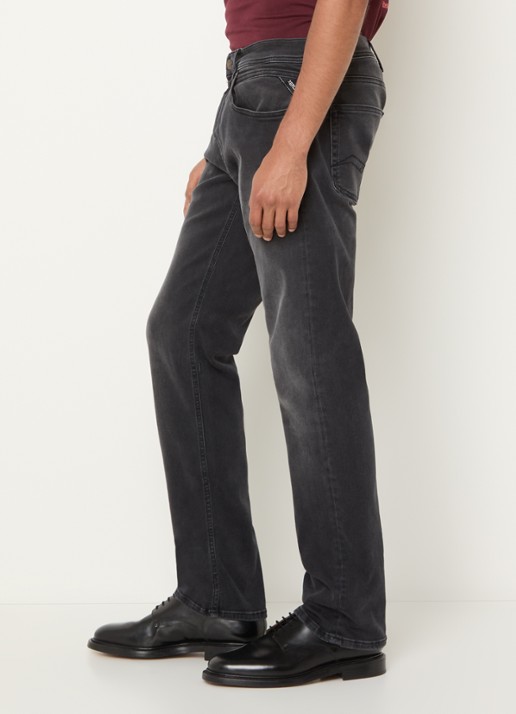 Replay Grover straight leg jeans met steekzakken - detail 2 donkergrijs