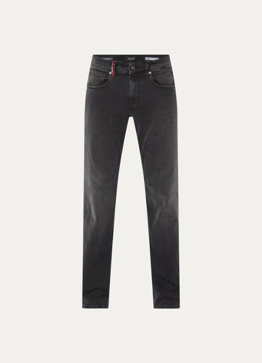 Replay Grover straight leg jeans met steekzakken - voorkant 3 donkergrijs