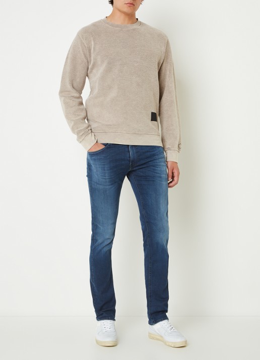 Replay Grover tapered fit jeans met stretch - voorkant 3 indigo