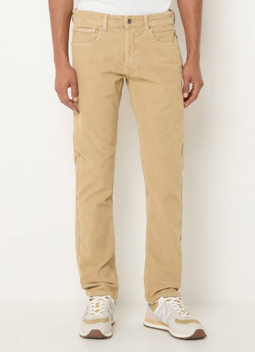 Replay Straight fit broek van corduroy met steekzakken - detail 3 beige