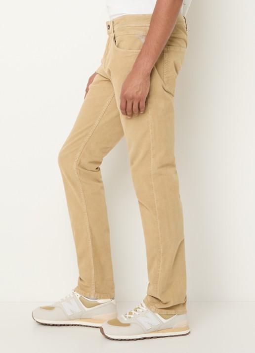 Replay Straight fit broek van corduroy met steekzakken - detail 4 beige