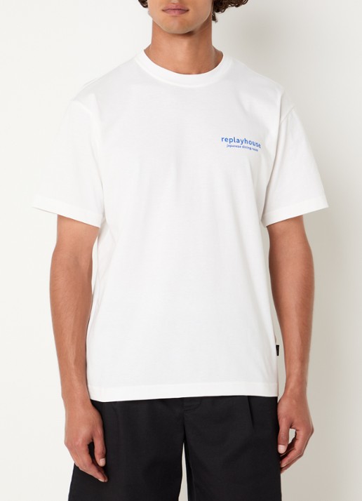 Replay T-shirt met logo- en backprint - achterkant wit