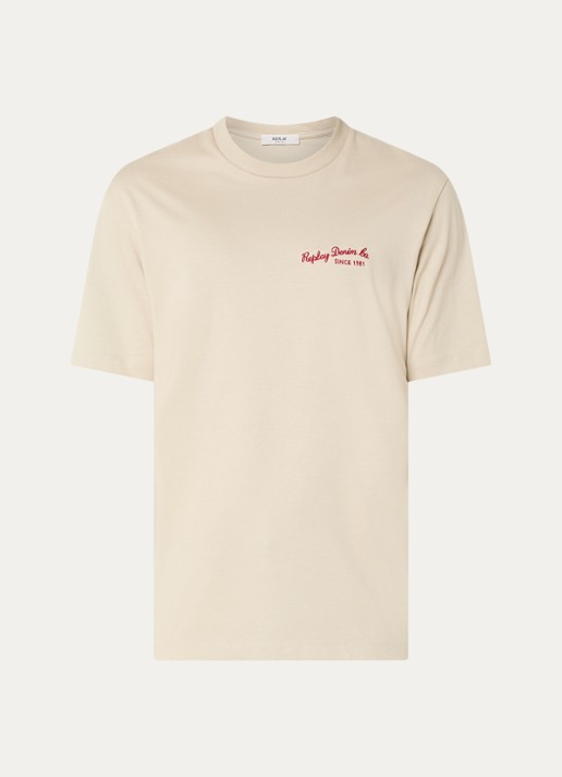 Replay T-shirt met logoborduring - voorkant 2 beige