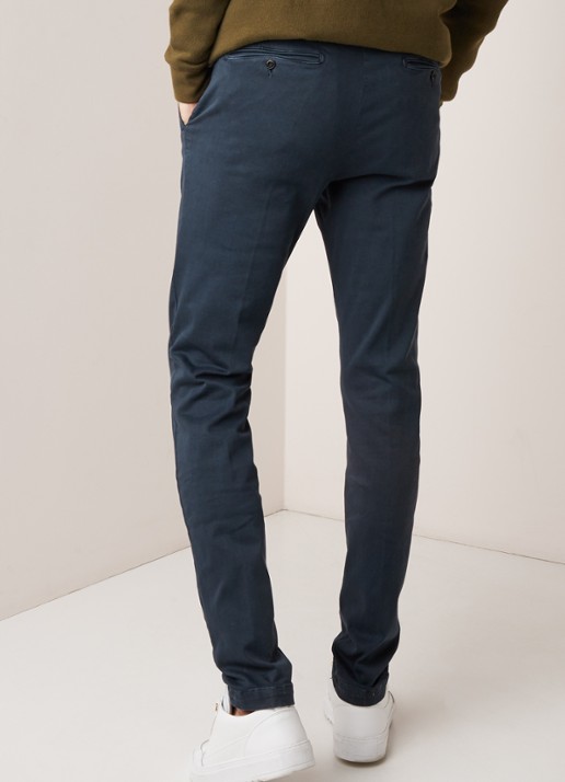 Replay Zeumar Hyperflex slim fit chino met stretch  - achterkant donkerblauw