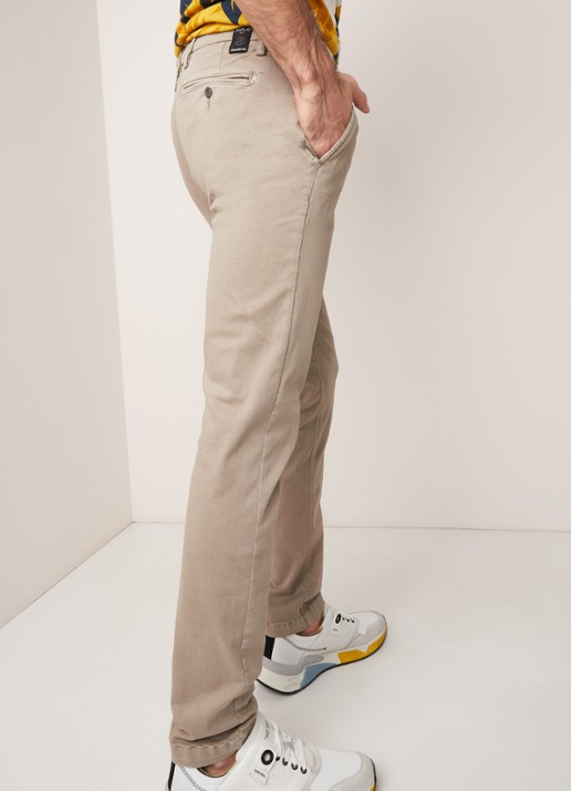 Replay Zeumar Hyperflex slim fit chino met stretch  - detail 3 zand