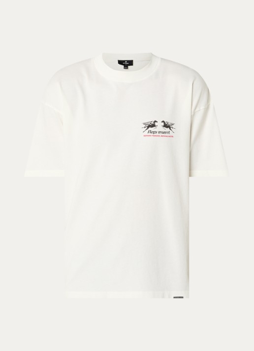 Represent 24 Hour service T-shirt met logo- en backprint - voorkant 2 beige