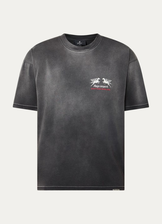 Represent 24 Hour service T-shirt met logo- en backprint - voorkant 2 antraciet