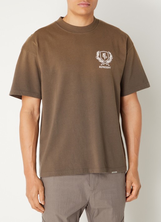 Represent Crest T-shirt met logo- en backprint - achterkant 3 legergroen