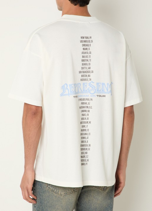 Represent Golden Tour T-shirt met front- en backprint - achterkant beige