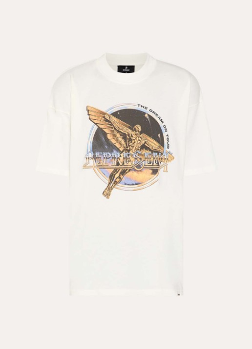 Represent Golden Tour T-shirt met front- en backprint - voorkant 2 beige