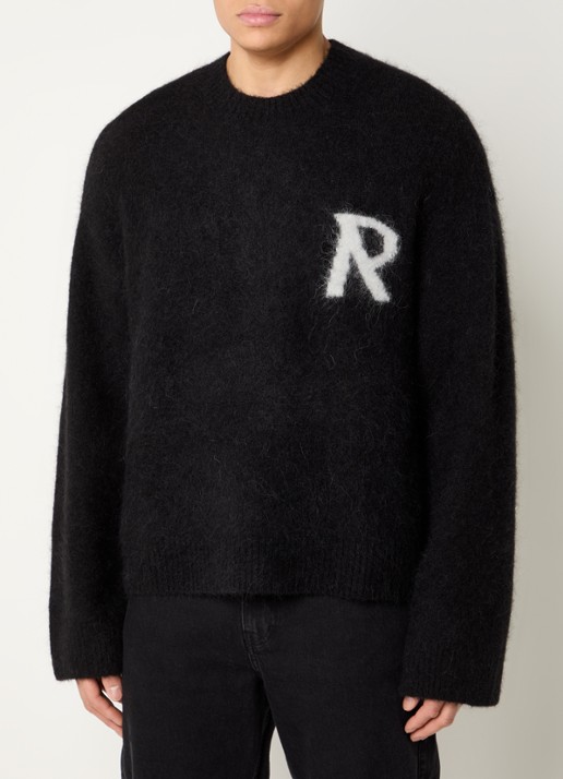Represent Grofgebreide trui in alpaca wolblend met ingebreid logo