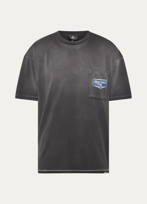 Represent Nothing faster T-shirt met print en borstzak - voorkant 2 antraciet