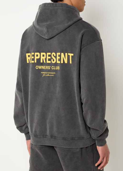 Represent Owners Club hoodie met logo- en backprint - detail 4 antraciet