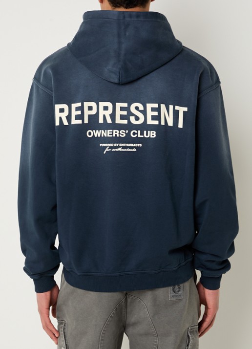 Represent Owners Club hoodie met logo- en backprint - detail 4 donkerblauw