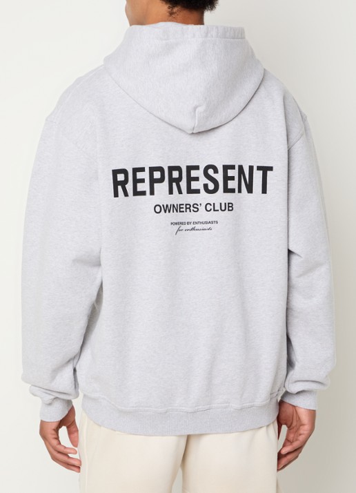 Represent Owners Club hoodie met logo- en backprint - detail 3 grijsmele