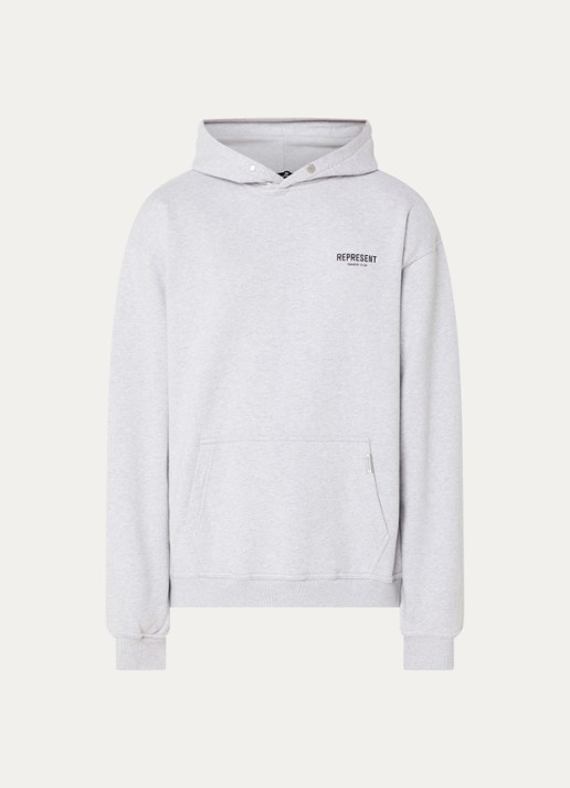 Represent Owners Club hoodie met logo- en backprint - voorkant grijsmele