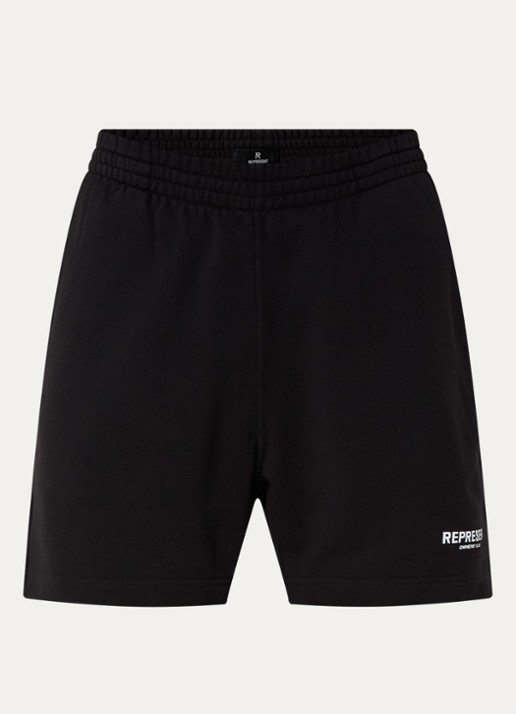 Represent Owners Club loose fit korte joggingbroek met logoprint - voorkant 3 zwart