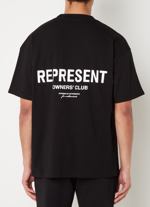 Represent Owners Club T-shirt met logo- en backprint - detail 4 zwart