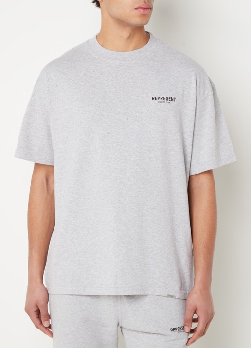 Represent Owners Club T-shirt met logo- en backprint - achterkant 4 grijsmele
