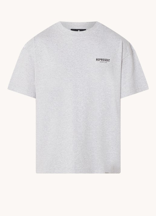 Represent Owners Club T-shirt met logo- en backprint - voorkant grijsmele