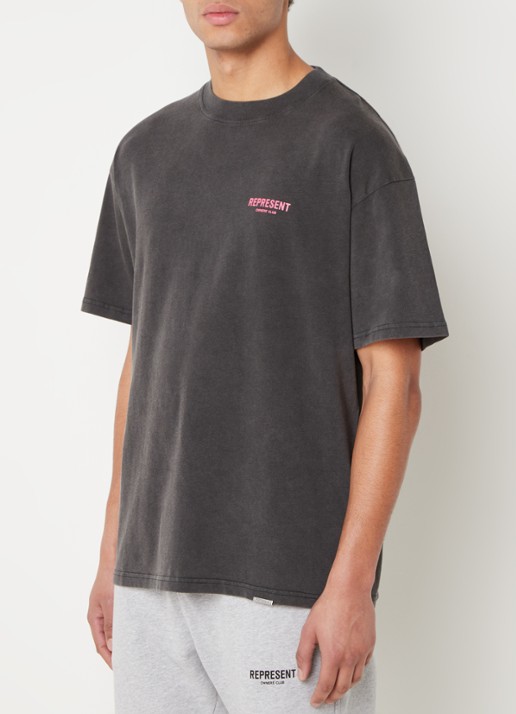 Represent Owners Club T-shirt met logo- en backprint - achterkant donkergrijs