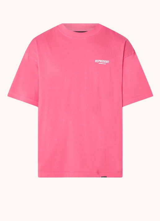 Represent Owners Club T-shirt met logo- en backprint - voorkant 3 roze