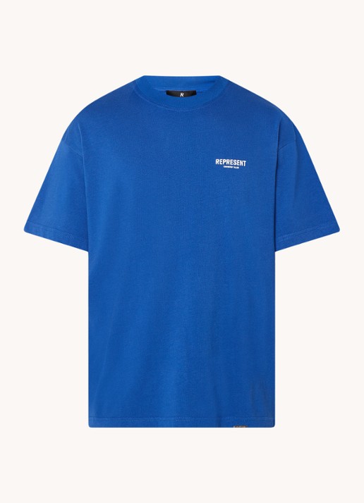 Represent Owners Club T-shirt met logo- en backprint - voorkant 3 kobaltblauw