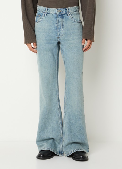 Represent R6 flared jeans met lichte wassing - detail indigo