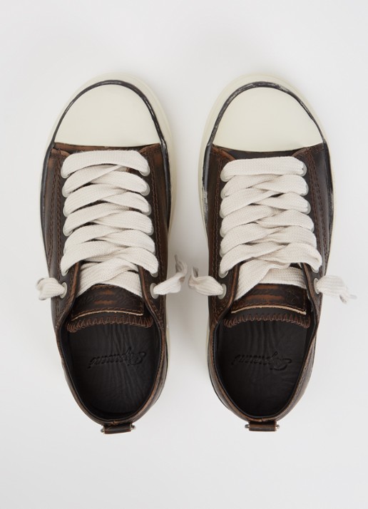Represent Rep-Cap sneaker van leer met destroyed afwerking  - detail 2 donkerbruin