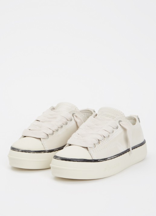 Represent Rep-Cap sneaker van leer met destroyed afwerking  - detail 3 gebroken wit