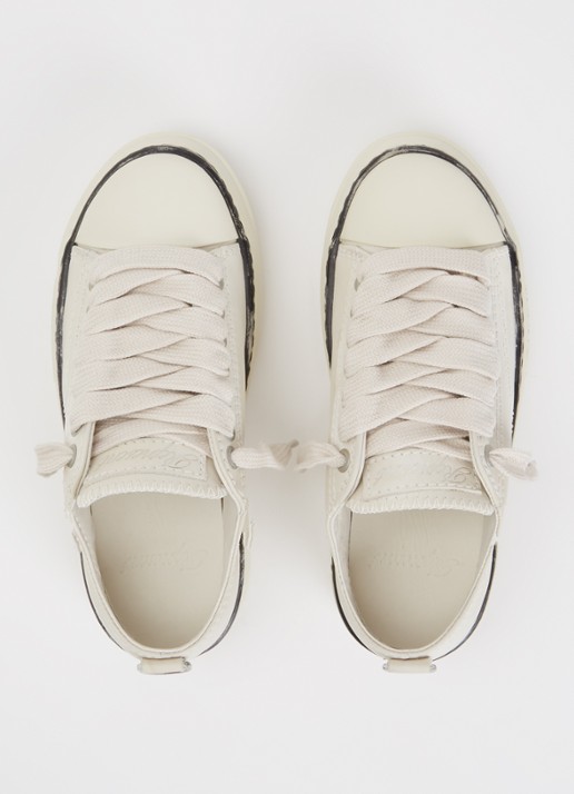 Represent Rep-Cap sneaker van leer met destroyed afwerking  - detail 4 gebroken wit