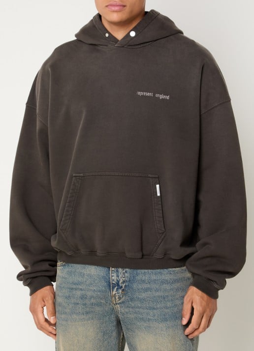 Represent Resent hoodie met logo- en backprint - achterkant 5 donkerbruin