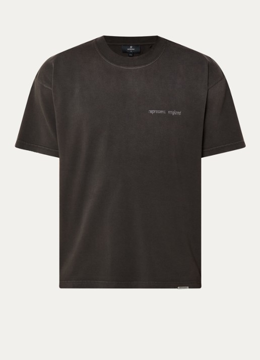 Represent Resent T-shirt met logo- en backprint - voorkant donkerbruin