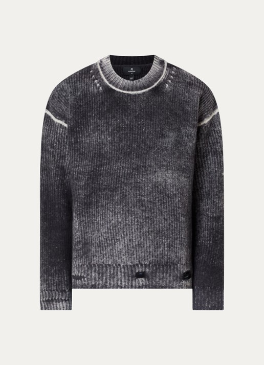 Represent Reversible Fade Out ribgebreide trui van wol met destroyed afwerking - voorkant 2 zwart