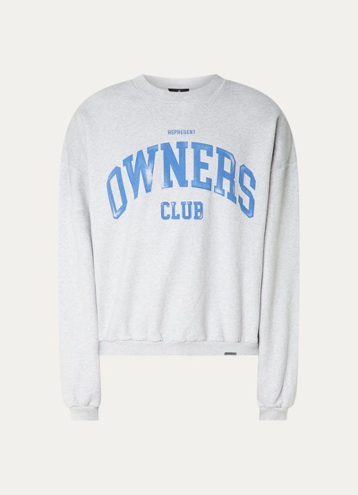 Represent Sweater met logoprint - voorkant 3 grijsmele