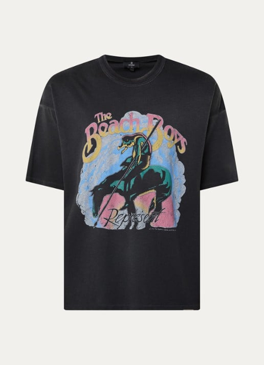 Represent T-shirt met front- en backprint - voorkant antraciet