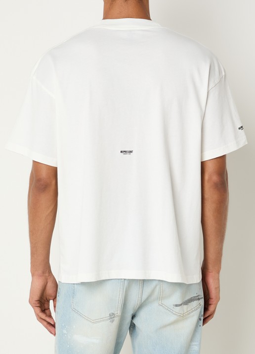Represent T-shirt met logo - achterkant gebroken wit