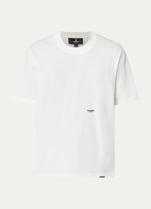 Represent T-shirt met logo - voorkant 3 gebroken wit